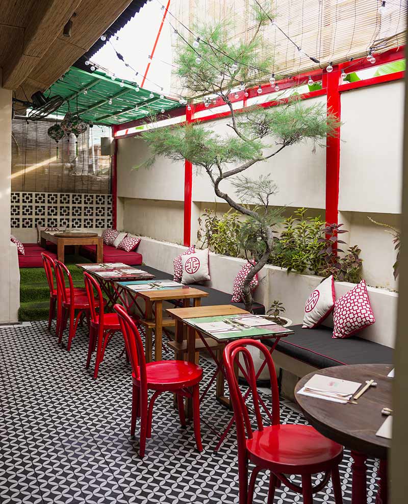 Red chair and furniture in Chow Chow restaurant
