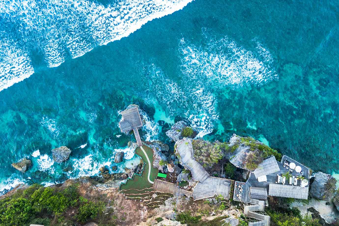 Padang Padang beach - aerial view