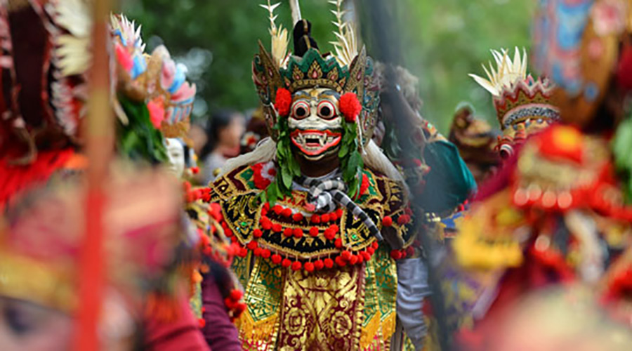 Costumes and masks in Bali Arts Festival