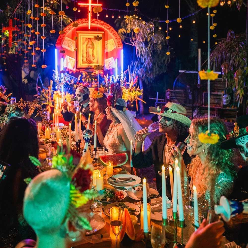 Dinner at Halloween party in Motel Mexicola