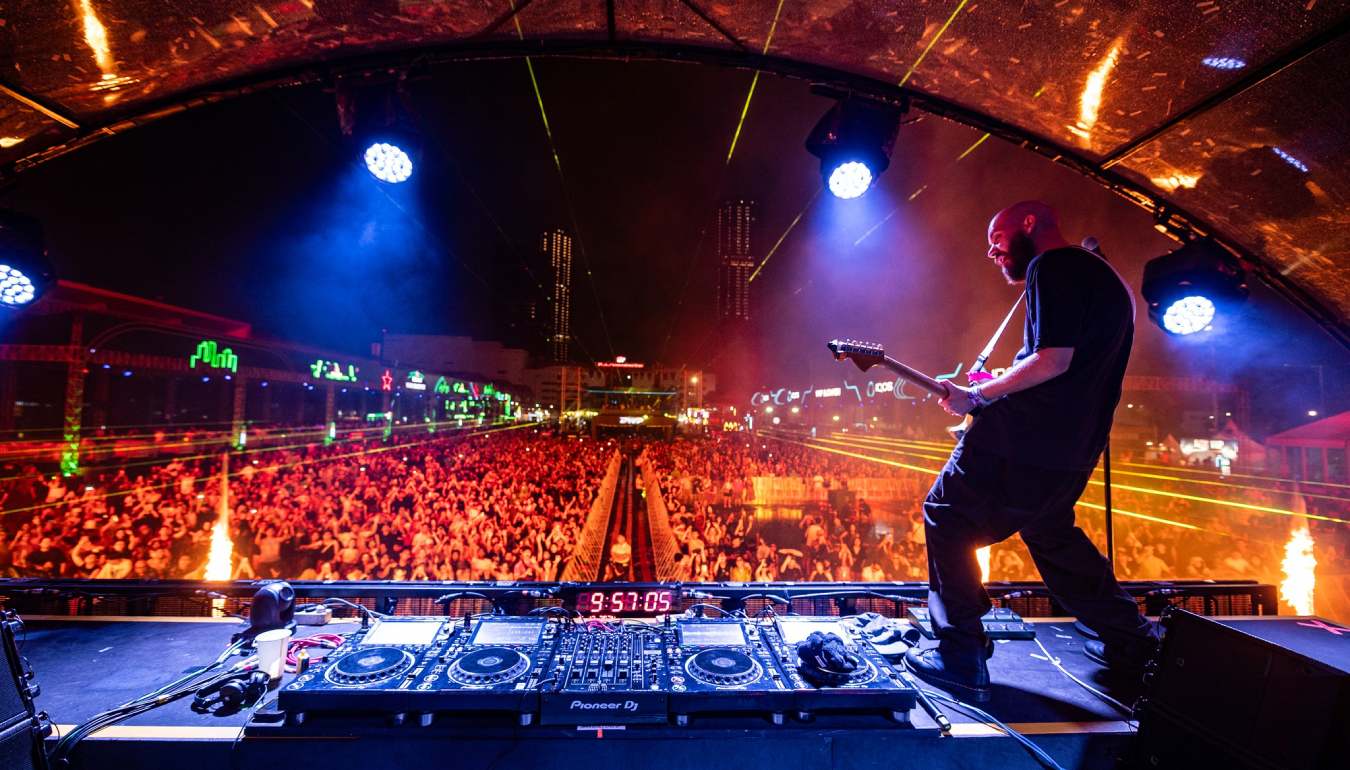 Guitarist on the stage at Djakarta Warehouse Project