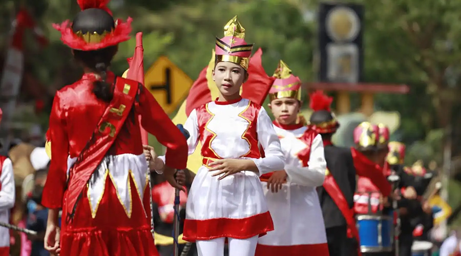 Indonesia Independence Day - children in unique uniforms