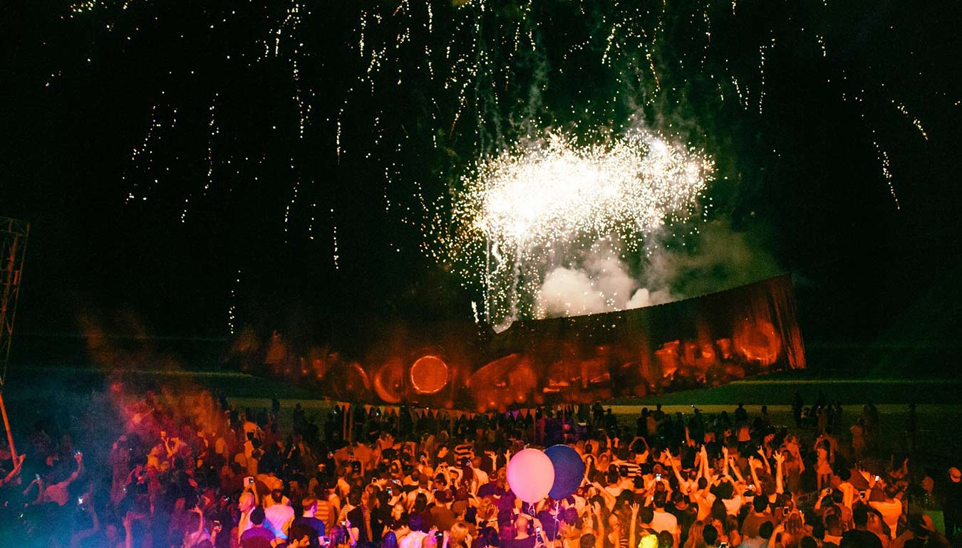 Fireworks and night dance during La Plancha Anniversary