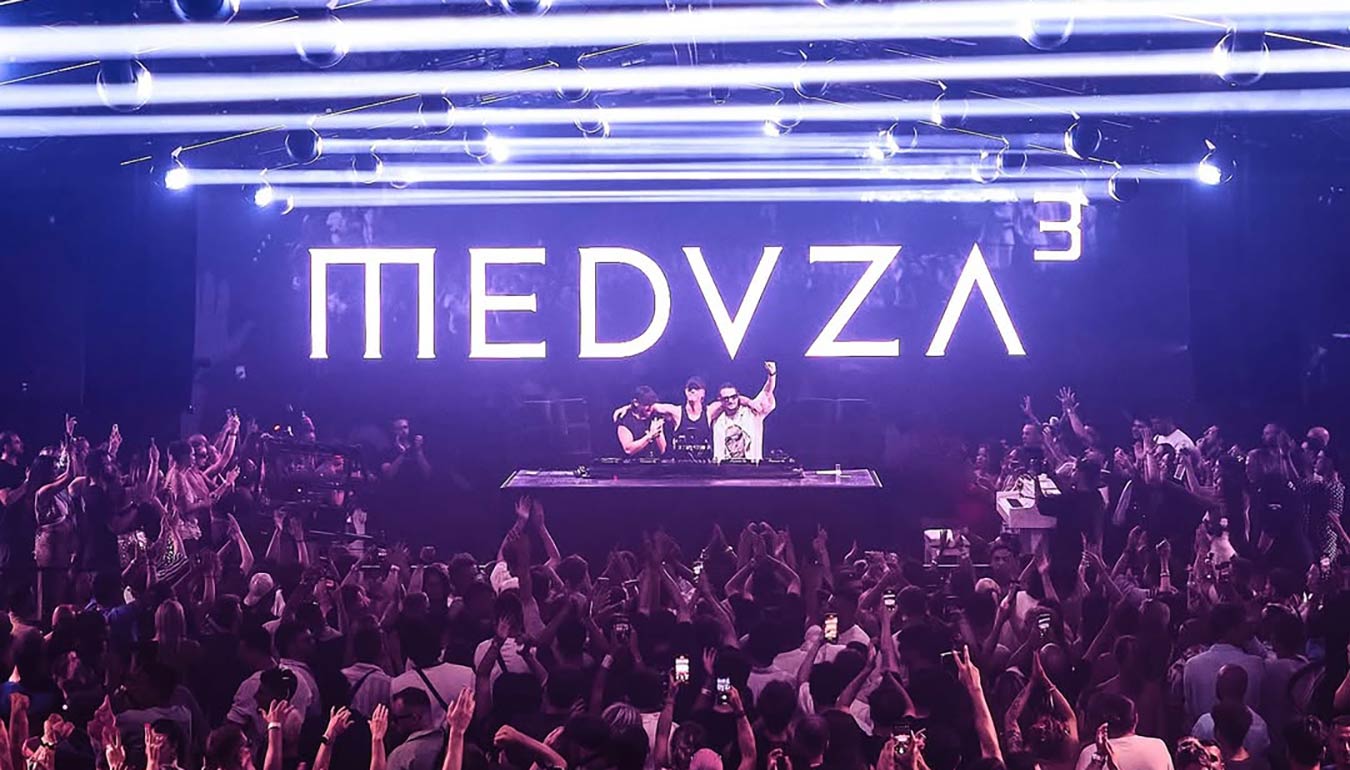 Meduza Djs at the stage of night club