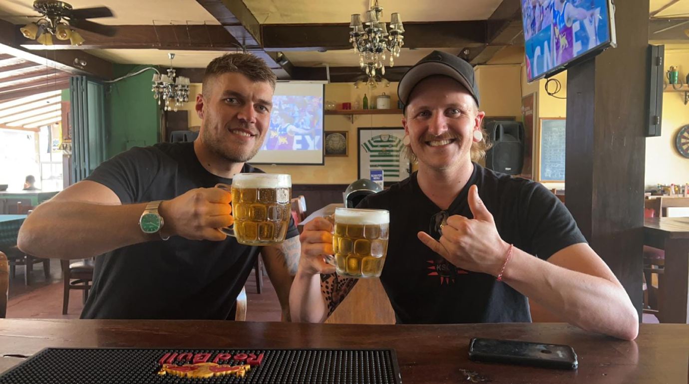 Men with the beer at Rosey Murphy's Irish Pub