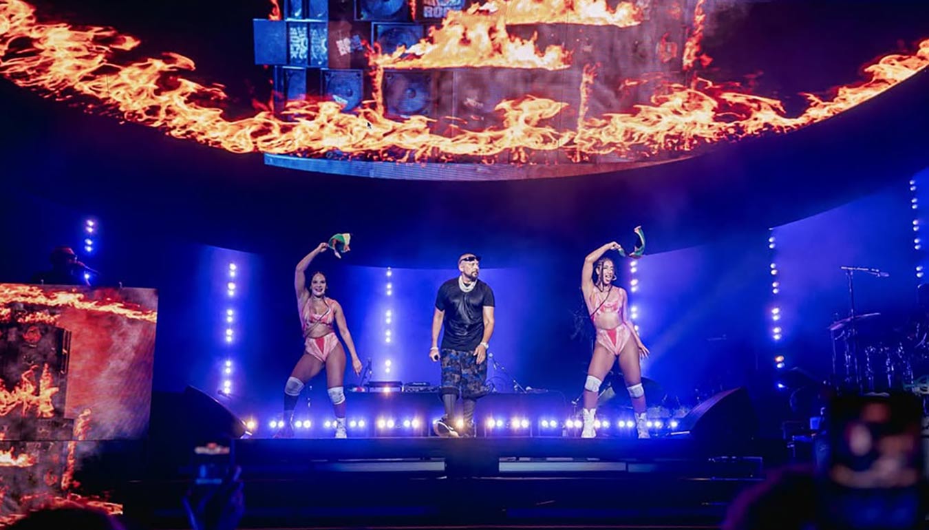 Sean Paul on the stage with the girls