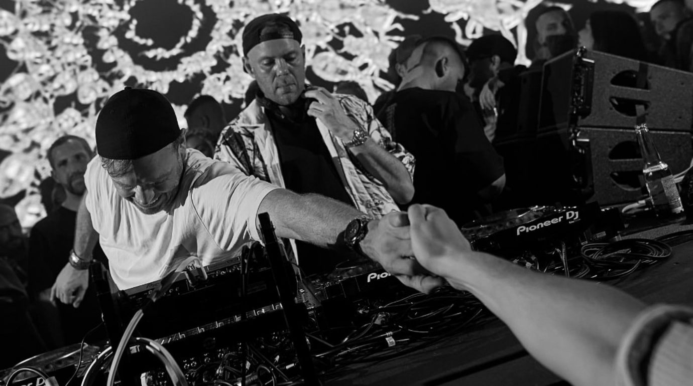 Solardo interacts with the audience from behind the console
