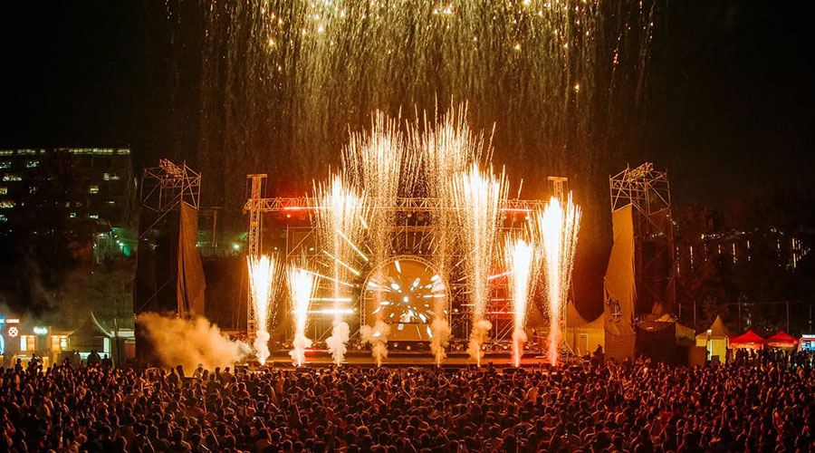 Fireworks during the performance of Zedd at Savaya