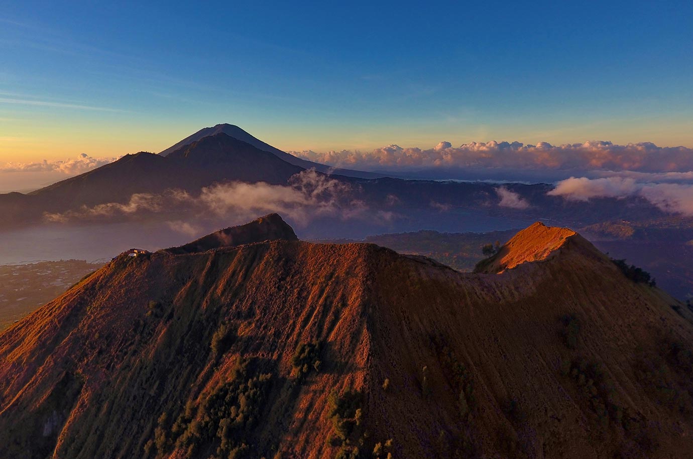The peak of Mount Batur in Bali