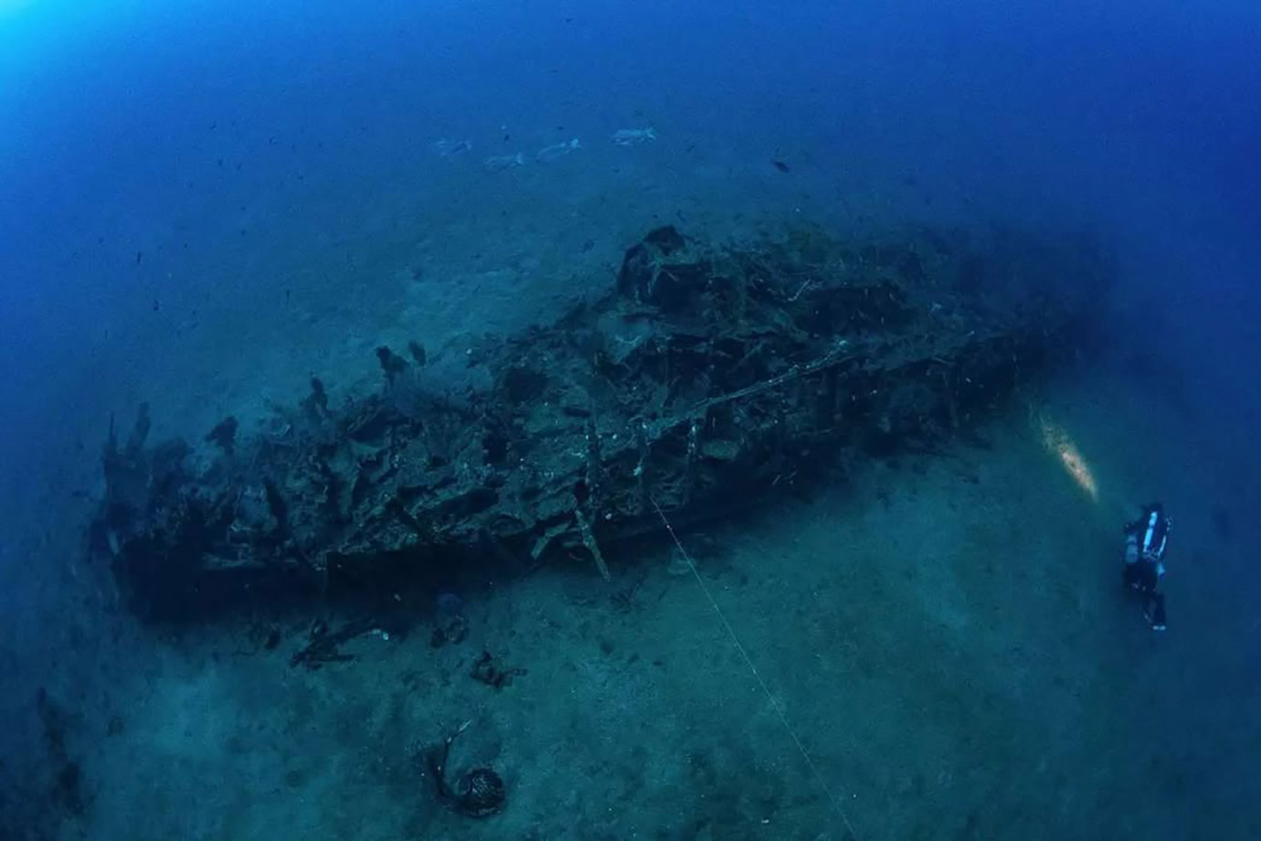 A sunken boat in the waters of Gili Islands