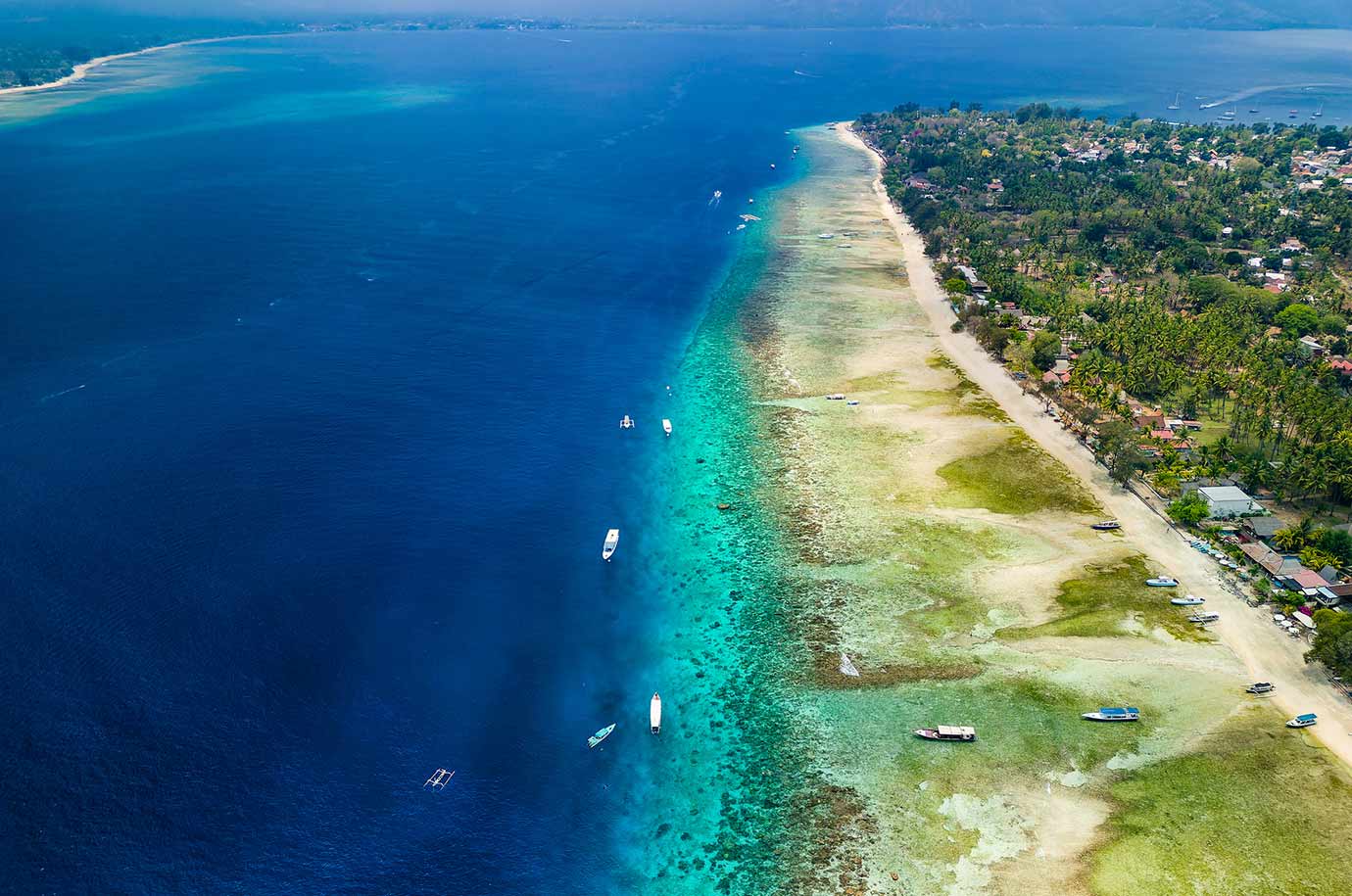 Gili Air island beach - view from the air