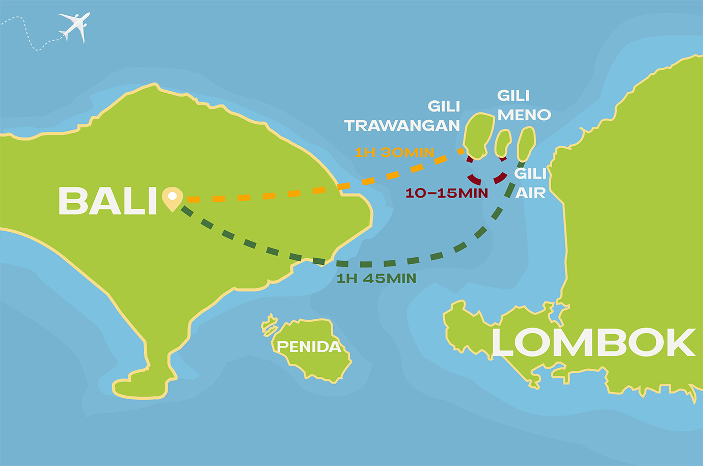 Map of the Gili Islands from Bali