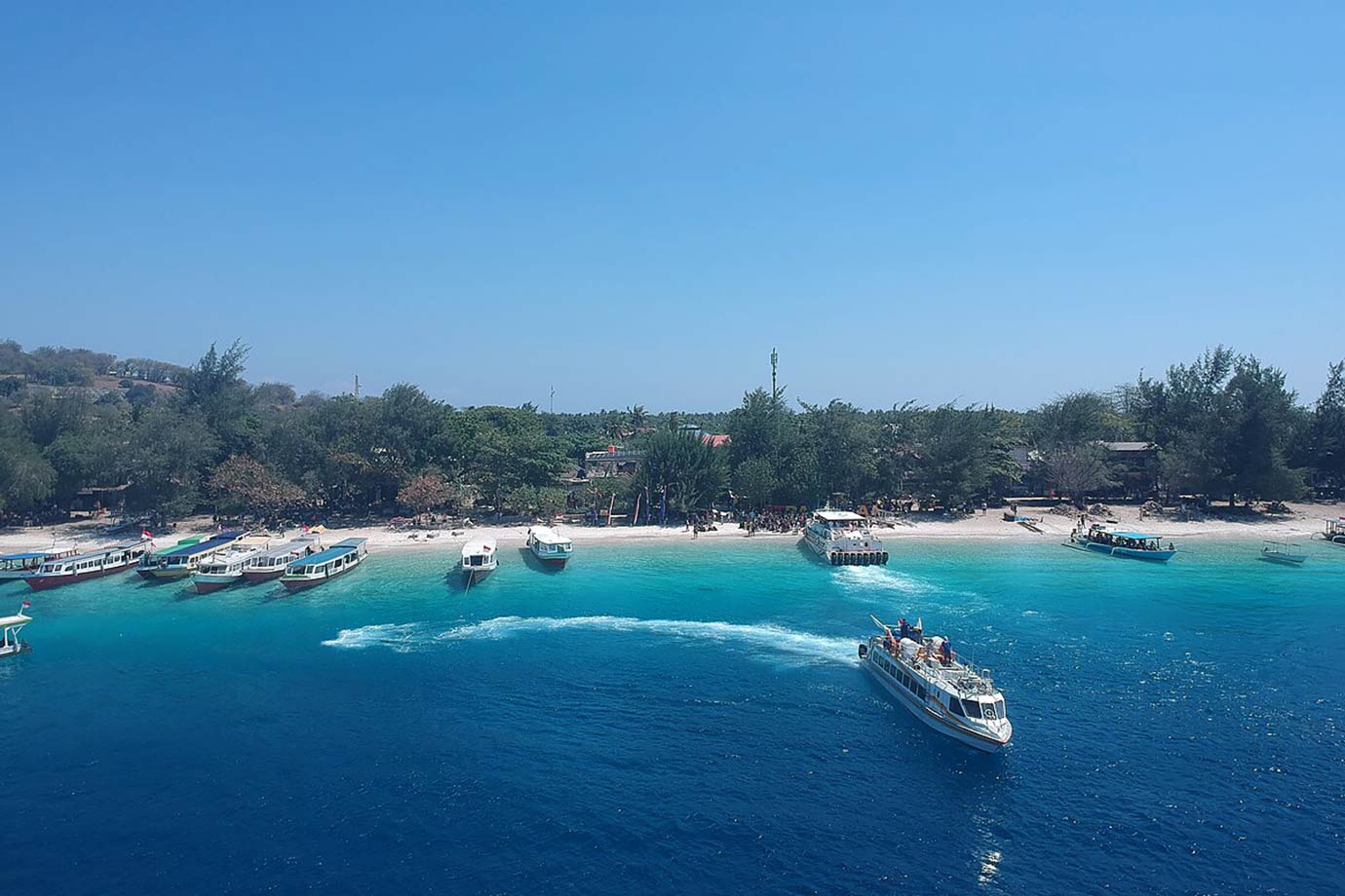Ferries near Gili Island harbor