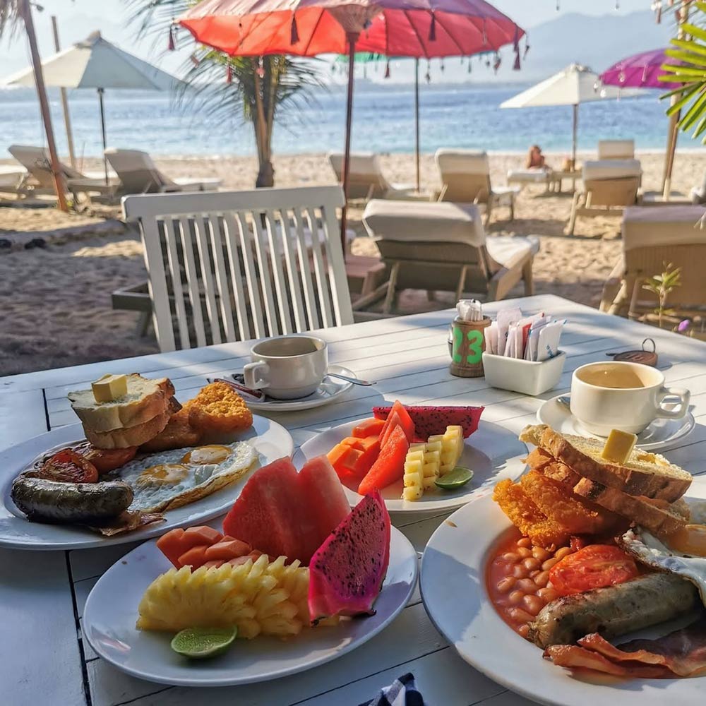 Food from Scallywags Restaurant with the view