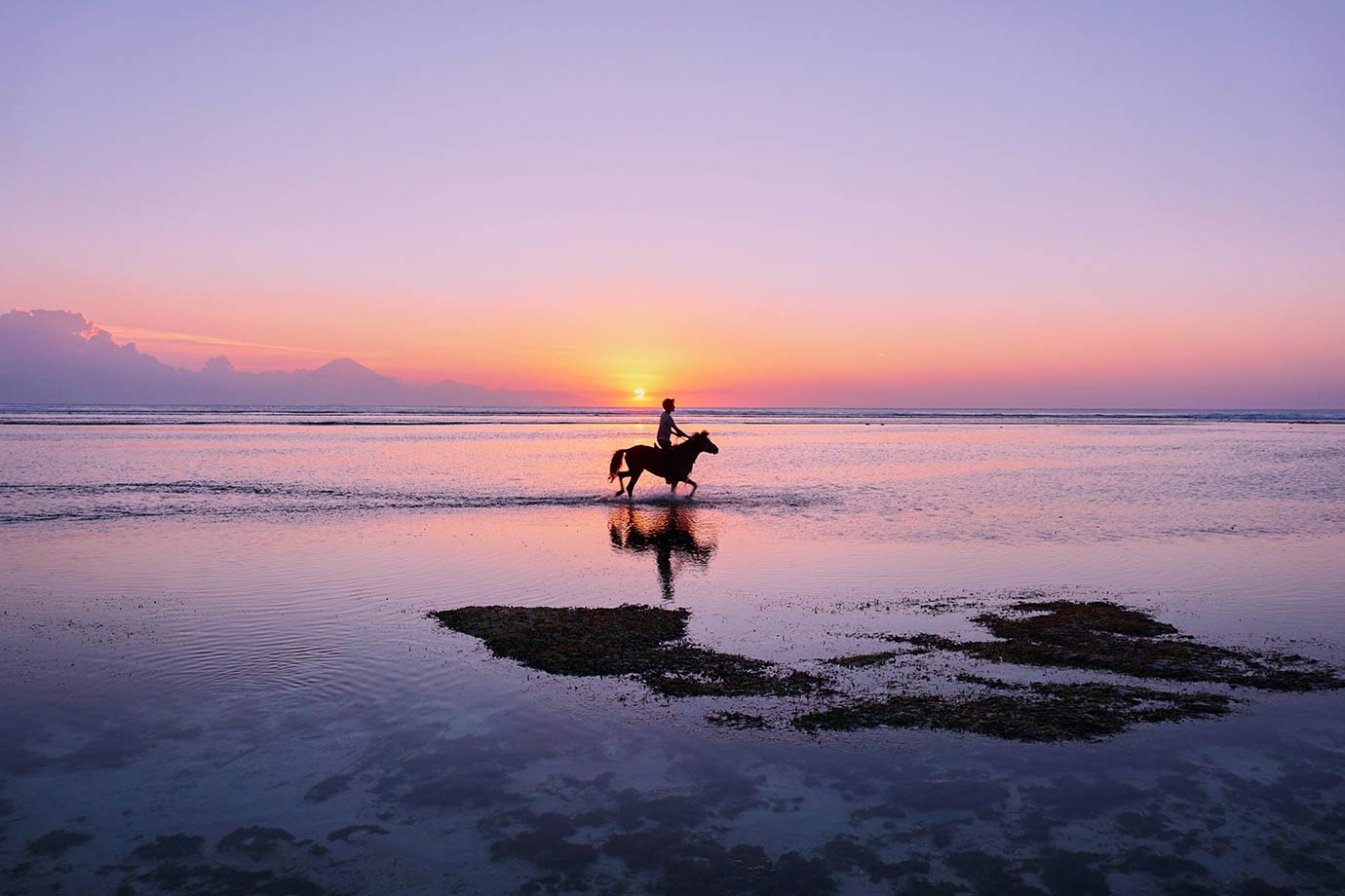 Horsrider during the sunset at Gili Islands
