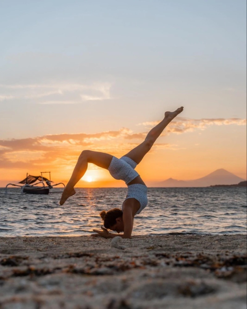 Yoga practice during the sunrise
