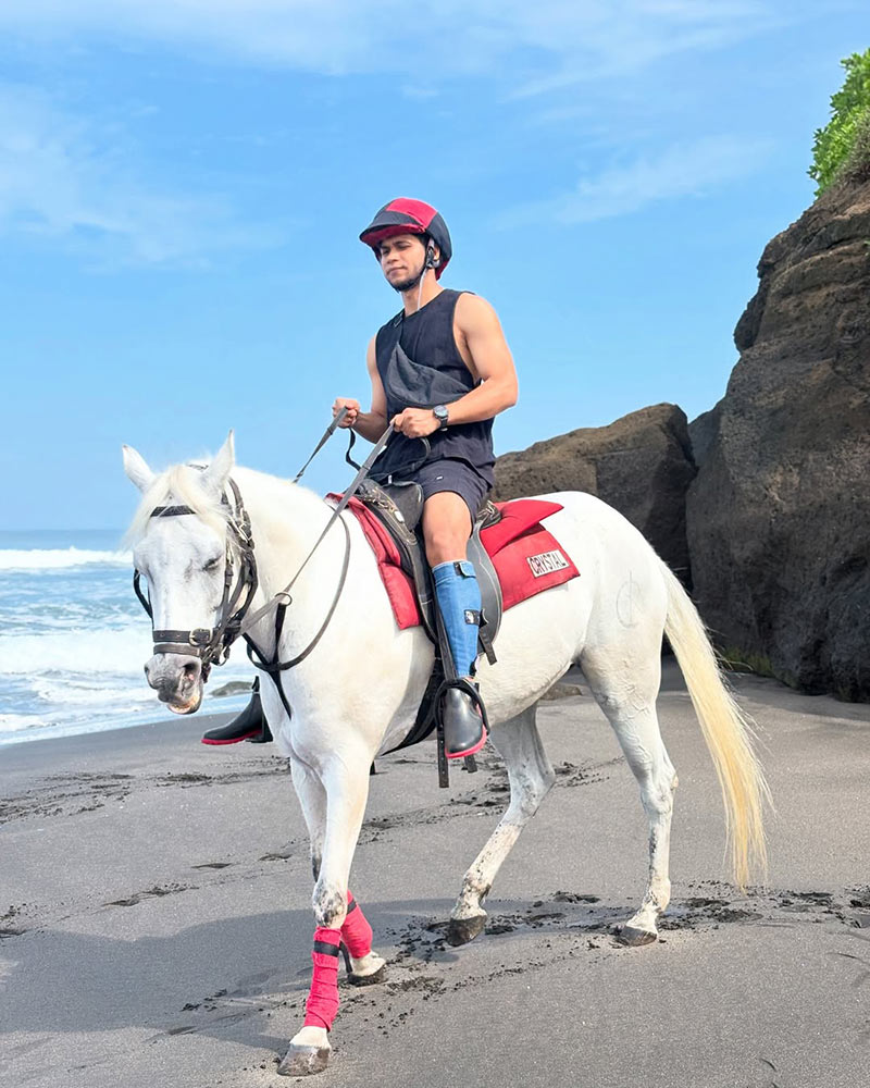 Tourist on Horse Ride in Bali