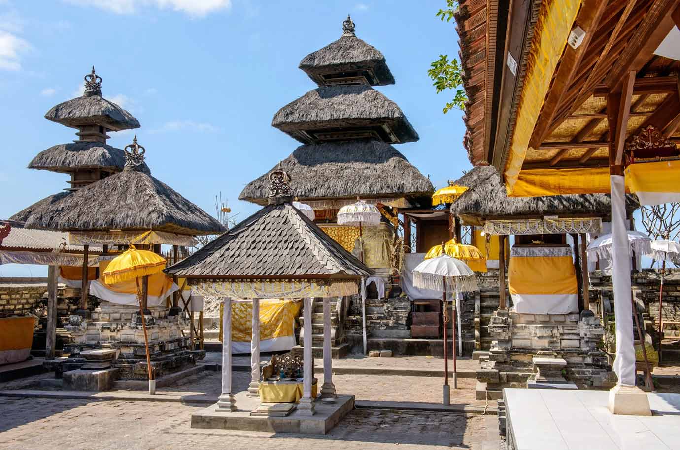 Geger Temple decorated for the holiday