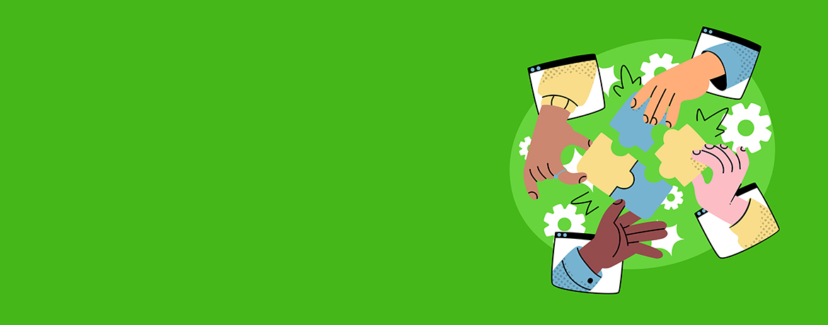 Collaboration symbols - puzzles and screens
