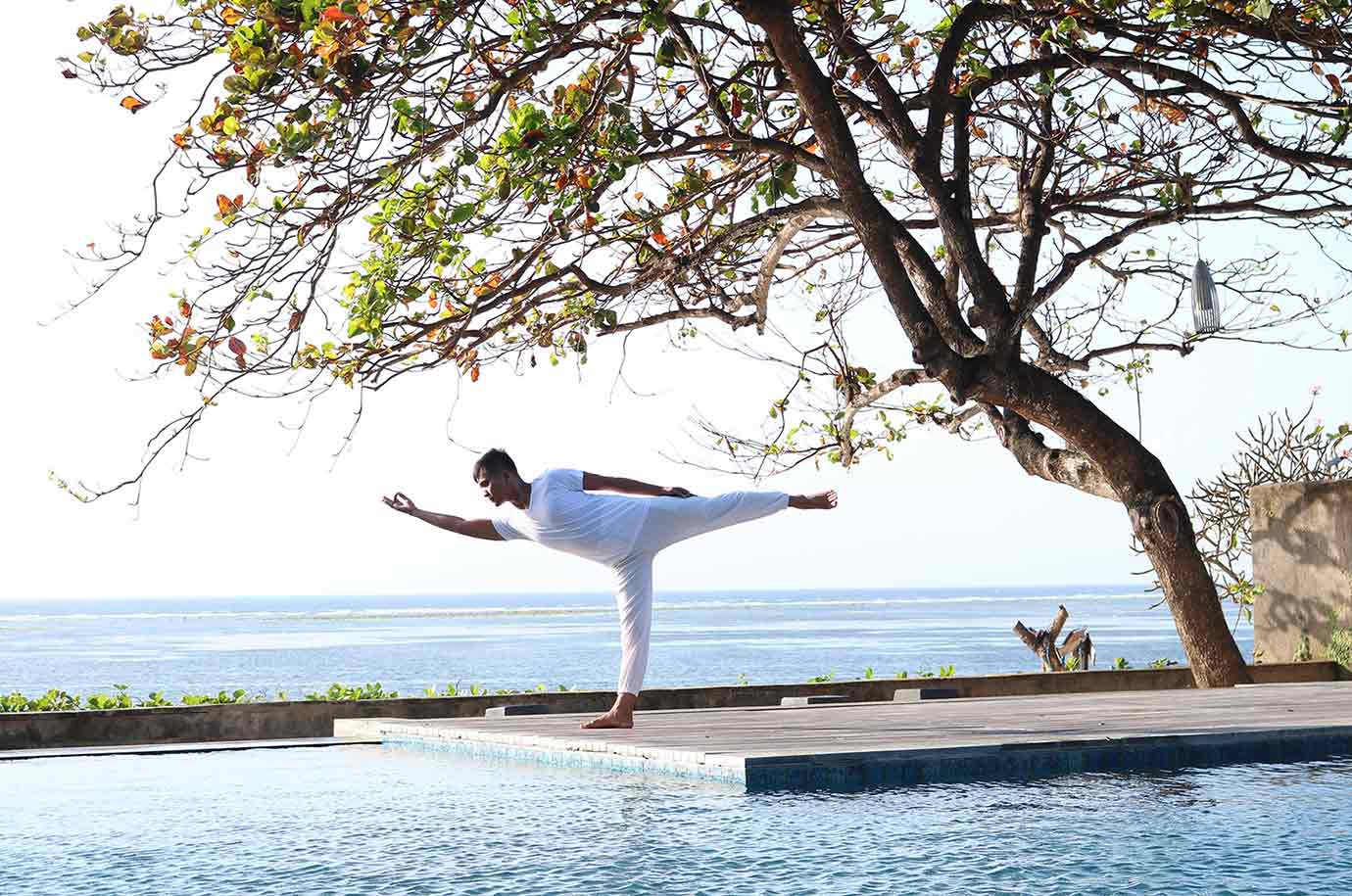 Yoga practicing at Sanur beach