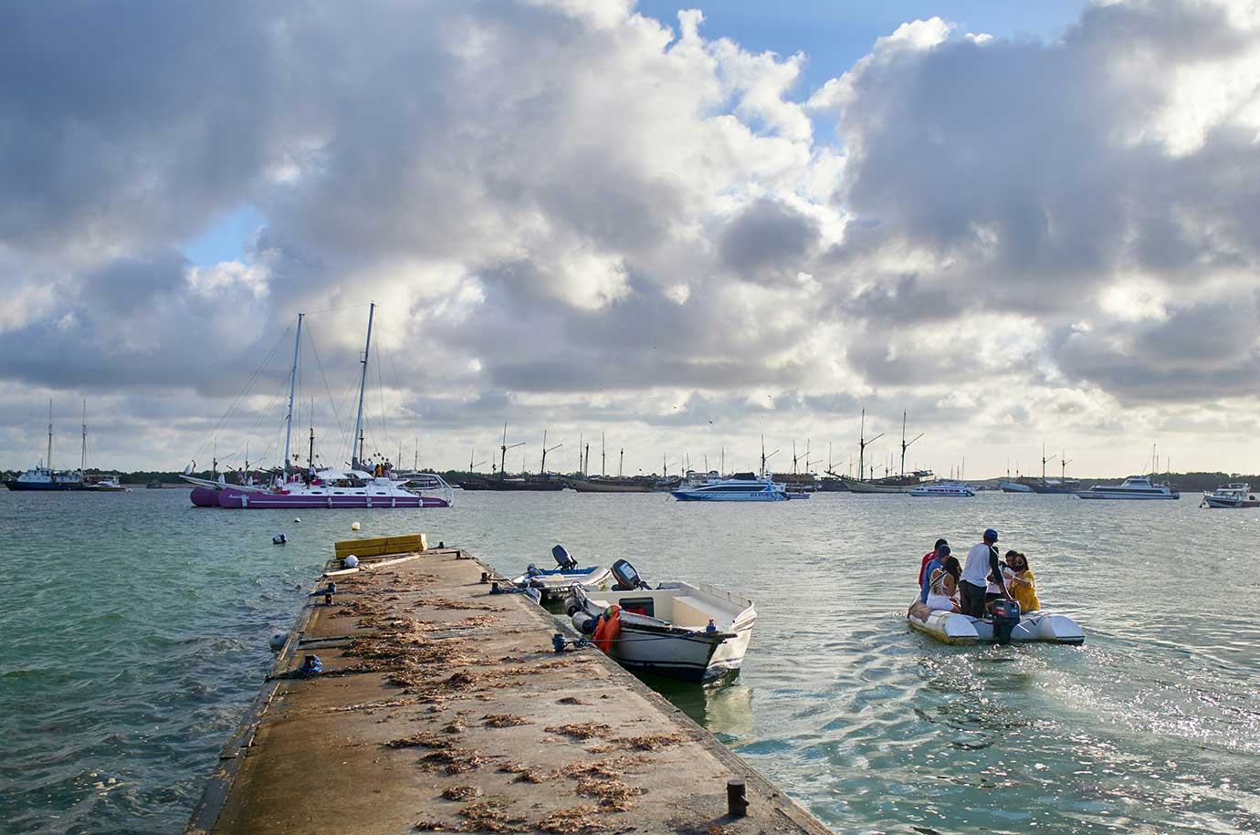 Sanur pier with boats
