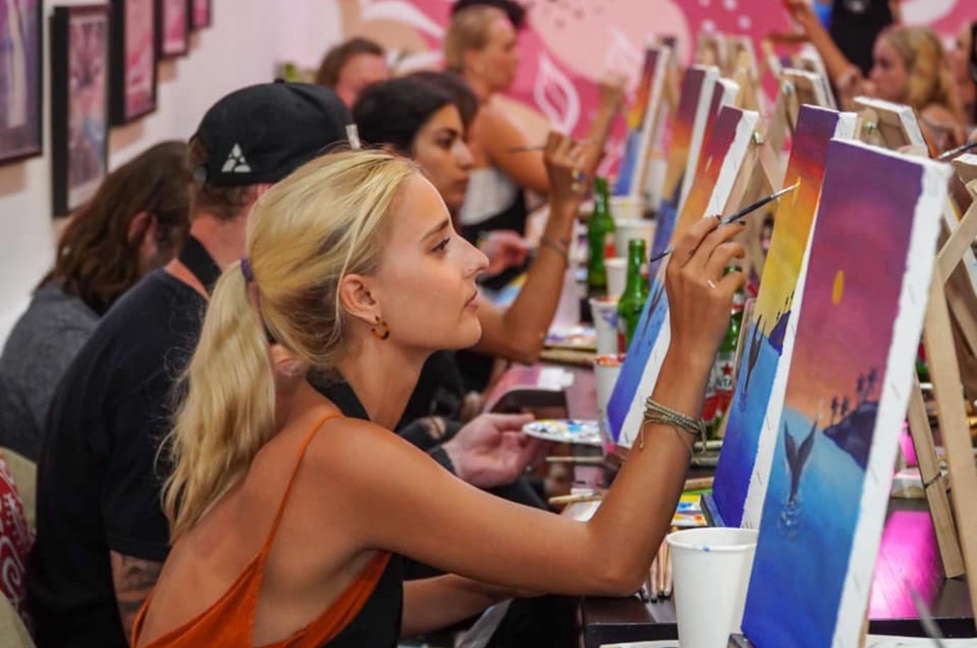 Painting process at Paint and Sip Session