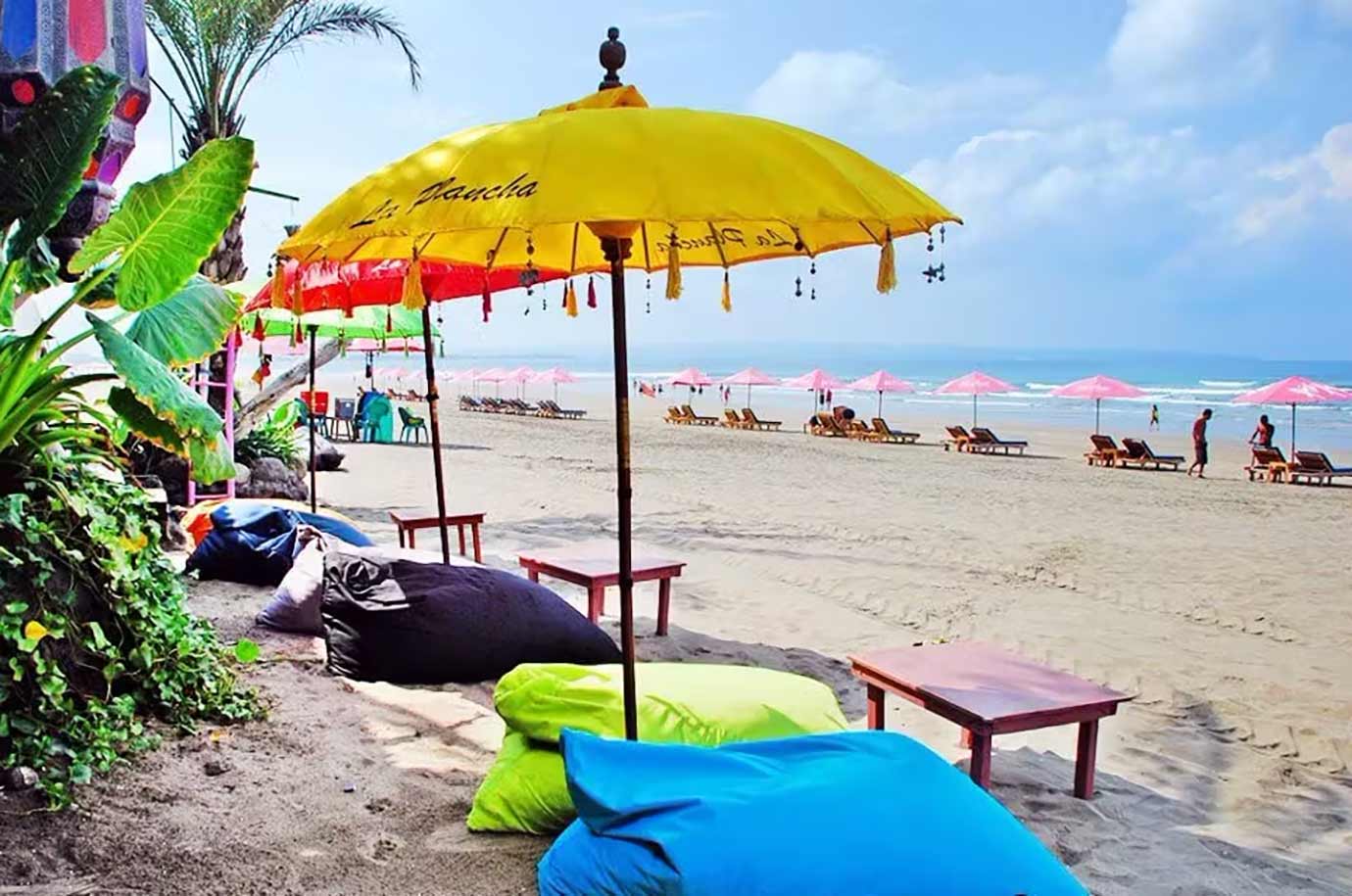 Colorful umbrellas on Seminyak Beach
