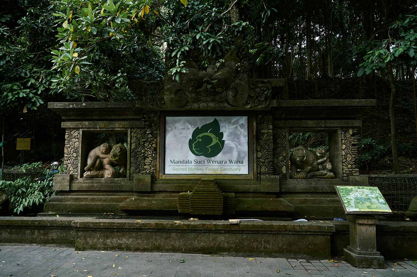 Signboard of Sacred Monkey Forest
