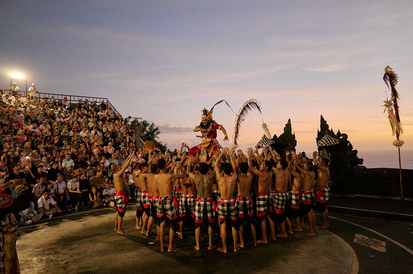 Kecak Fire Dance during the sunset in Uluwatu