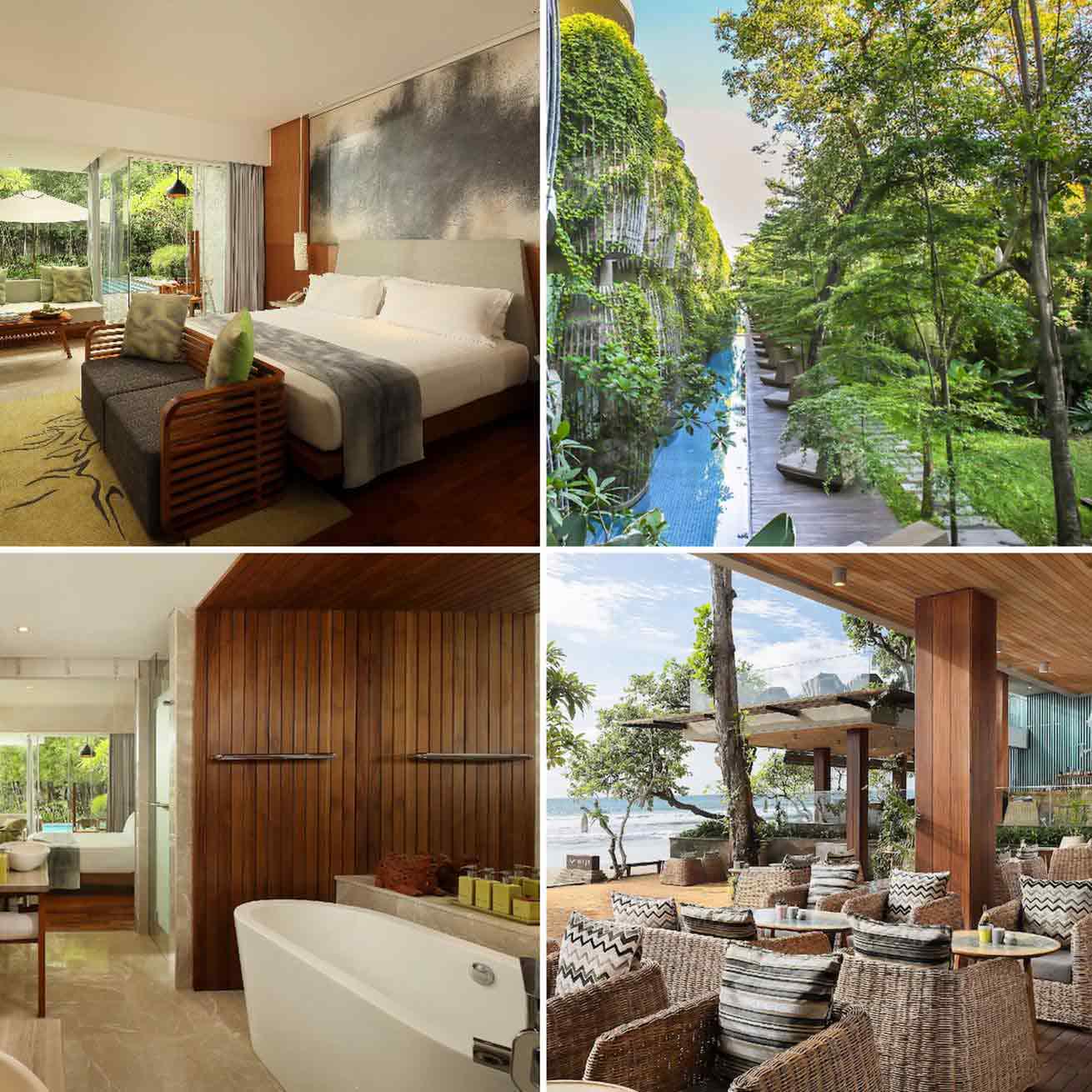 The interior with elegant furniture and outdoor garden in Maya Sanur
