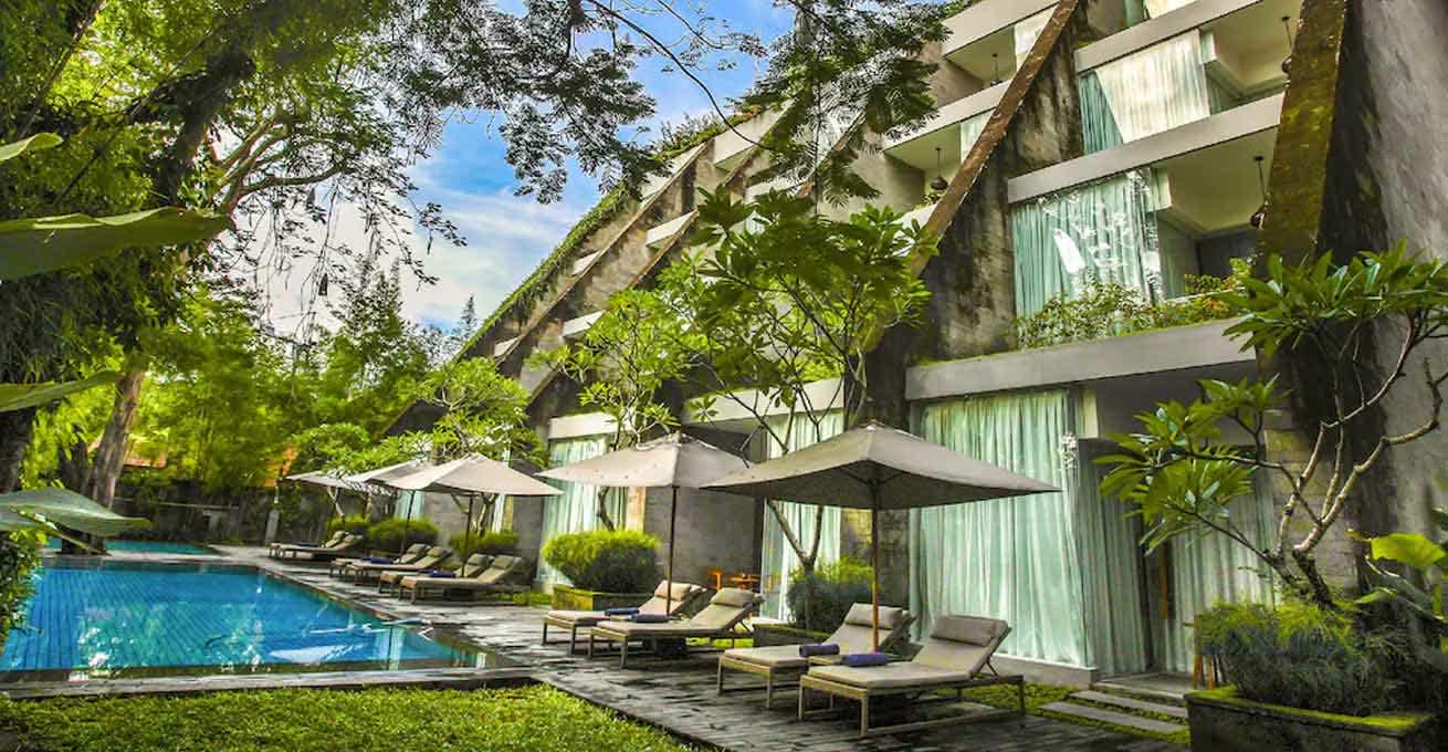 Maya Sanur hotel with the lush garden everywhere