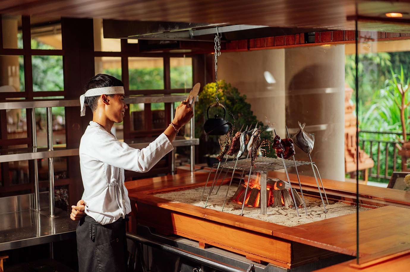 Grill cooking at Kojin restaurant