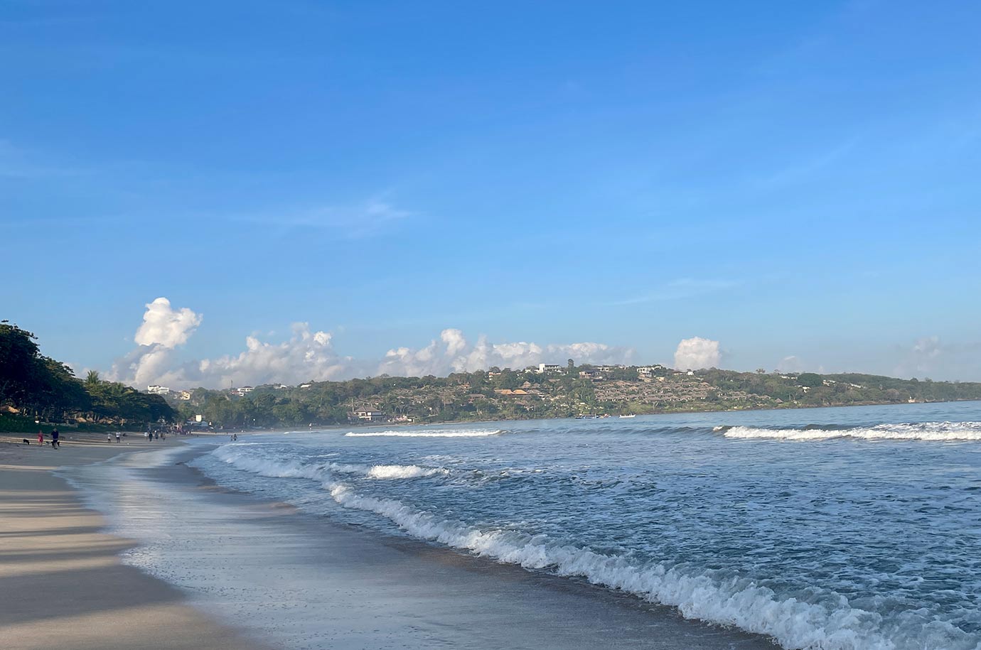 Jimbaran Beach with the hotels and tourists