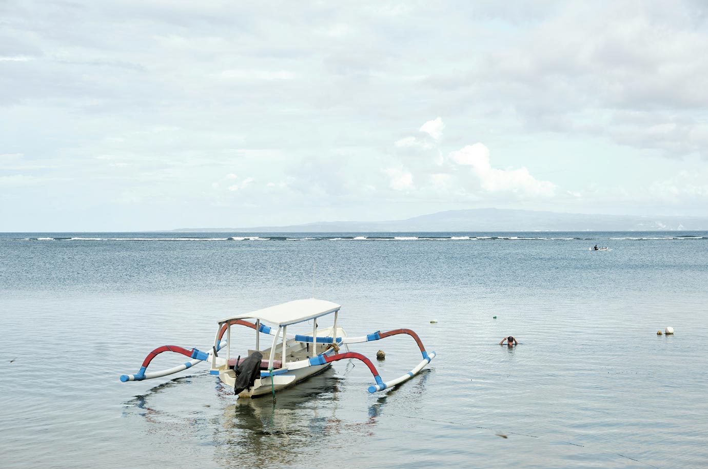 Boat of swimmer on Sanur Beach