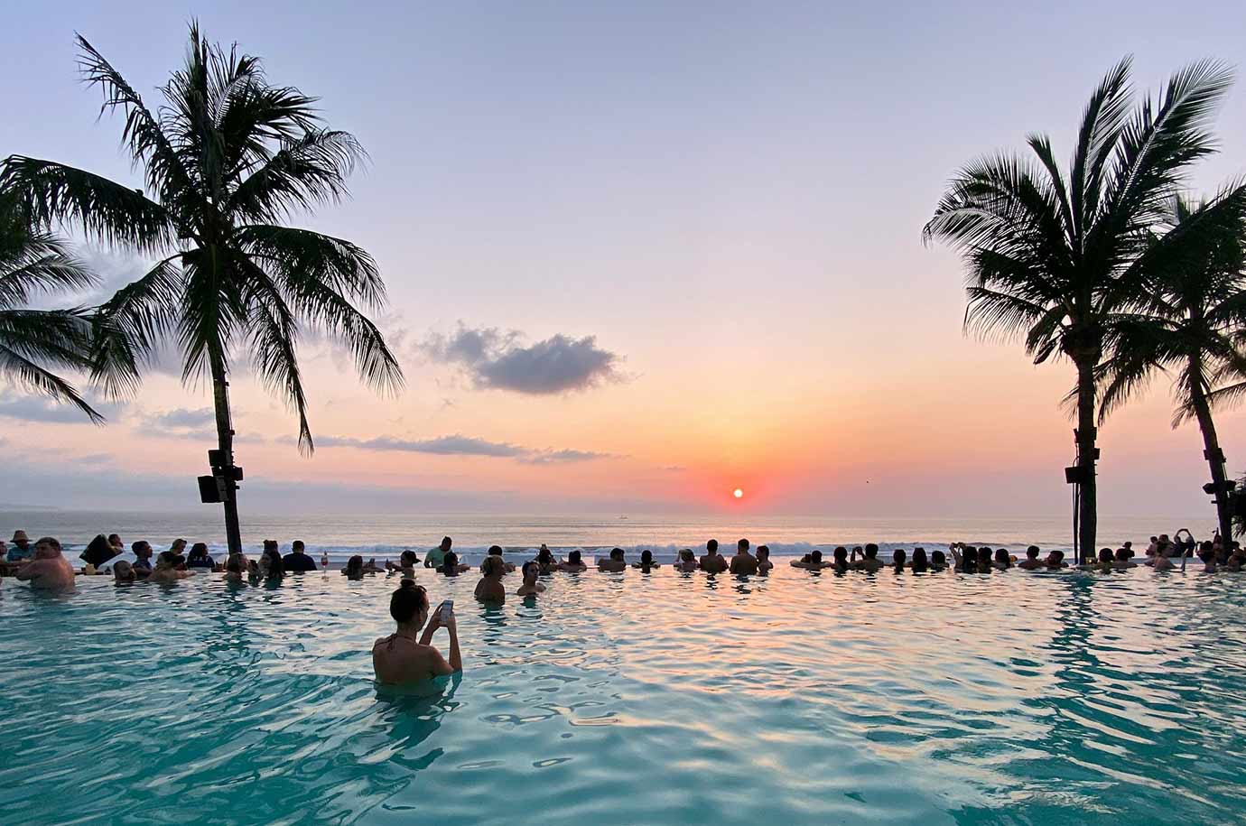 Sunset over the Seminyak Beach