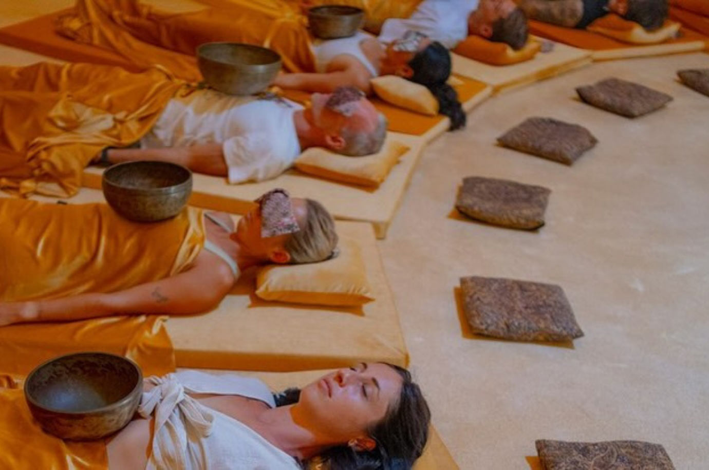 Meditation with singing bowls in the Udara Yoga Studio