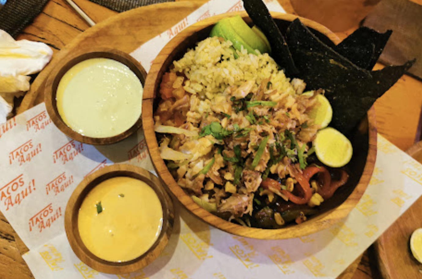 Food from Tacos Aqui bar in Bali