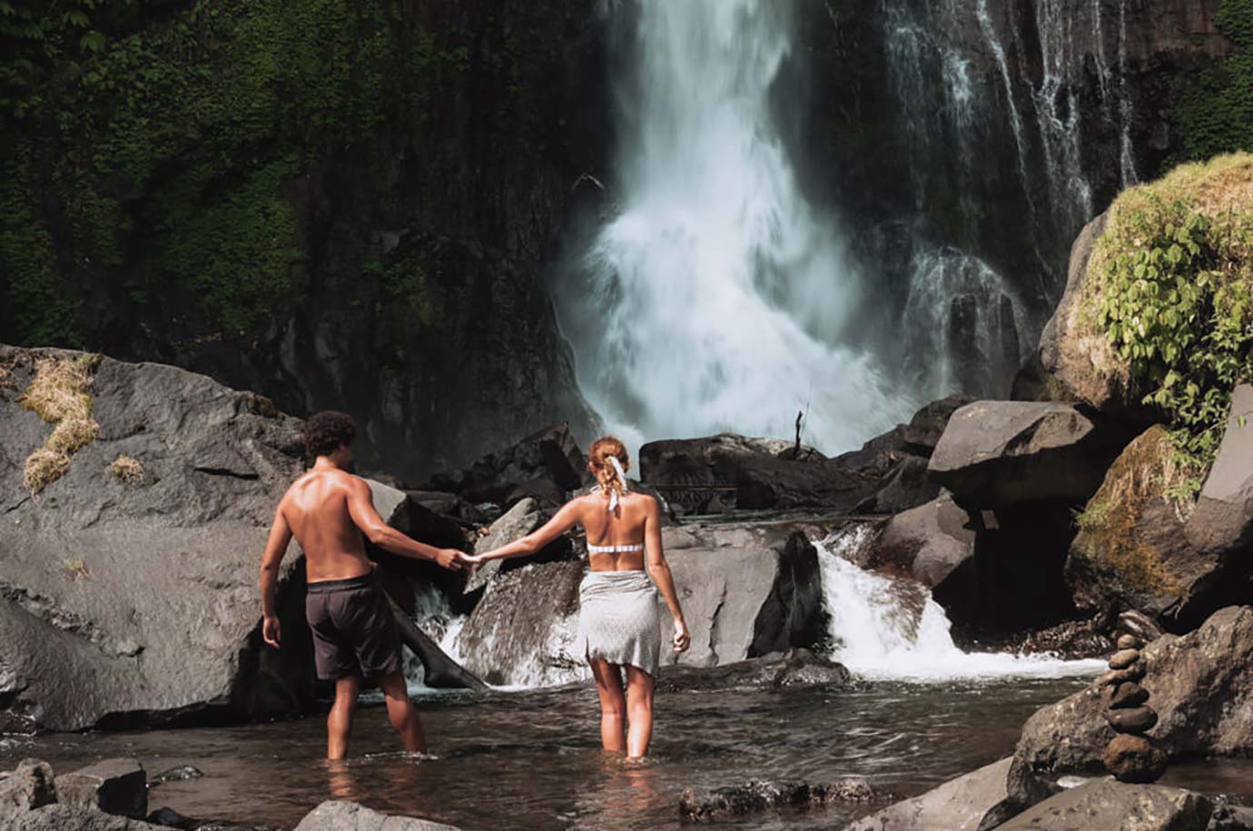 Tourists visiting Waterfalls in Bali
