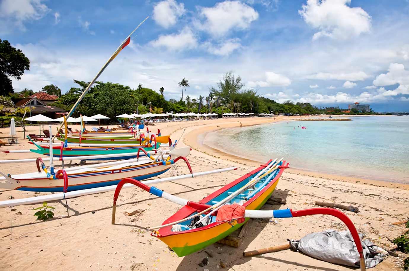 Many boats on Balinese beach