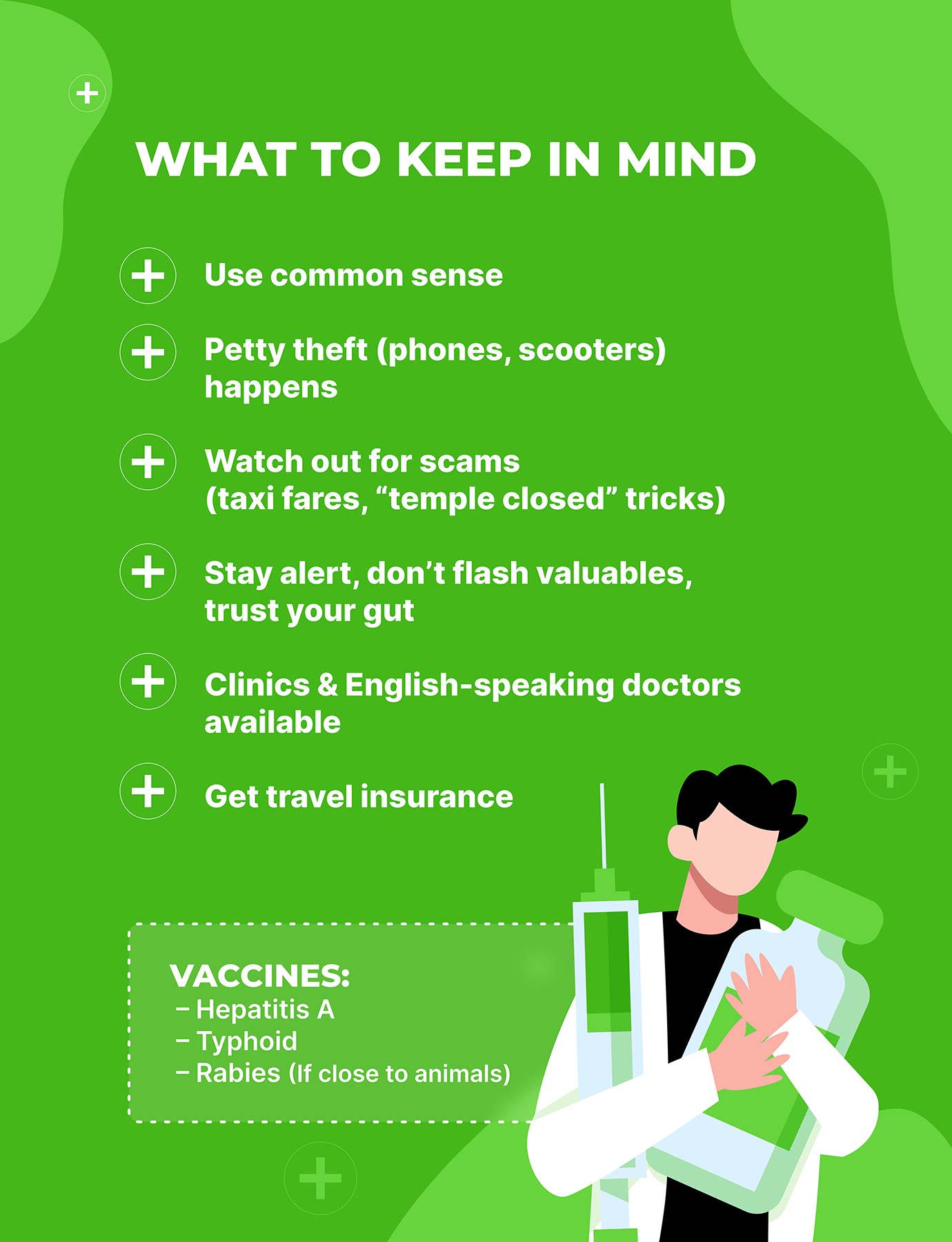 List of what to keep in mind about health in Bali and Thailand