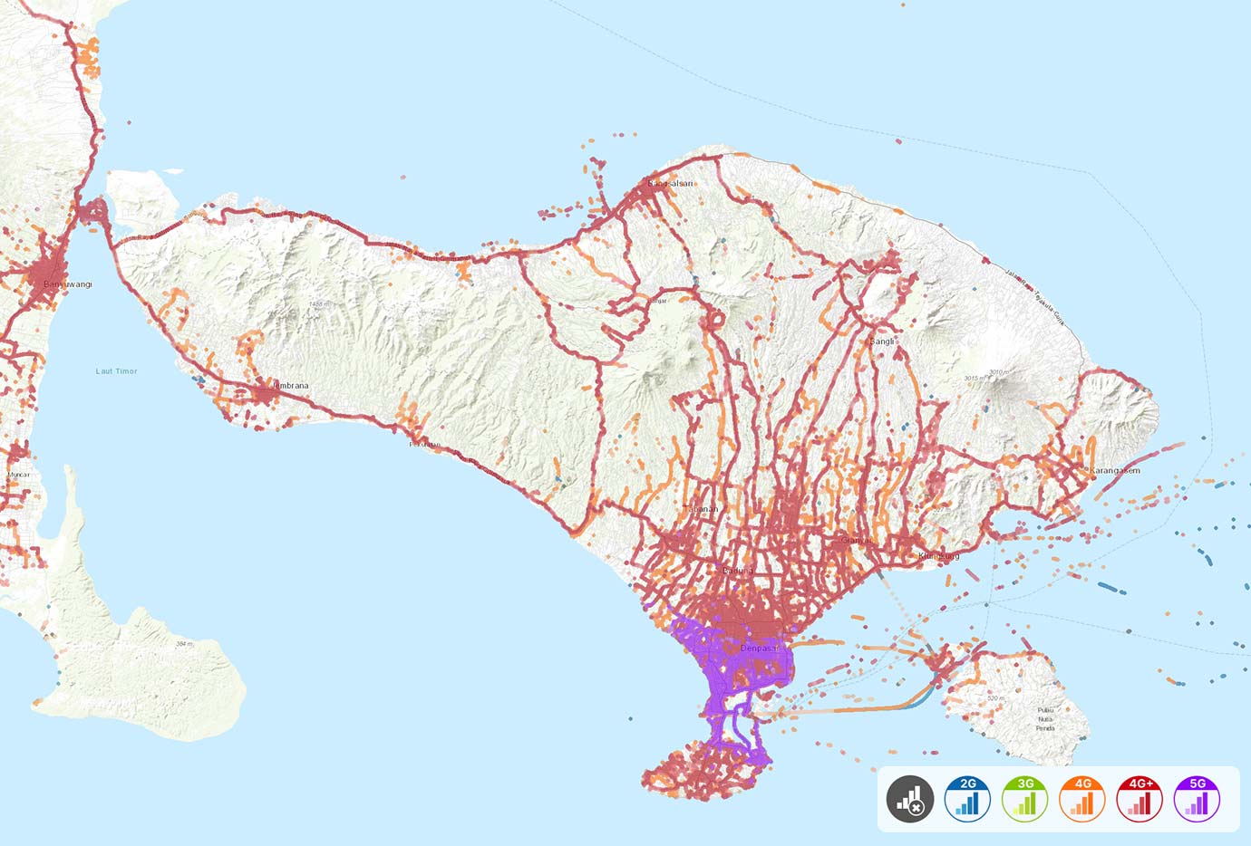 Telkomsel mobile operator coverage map