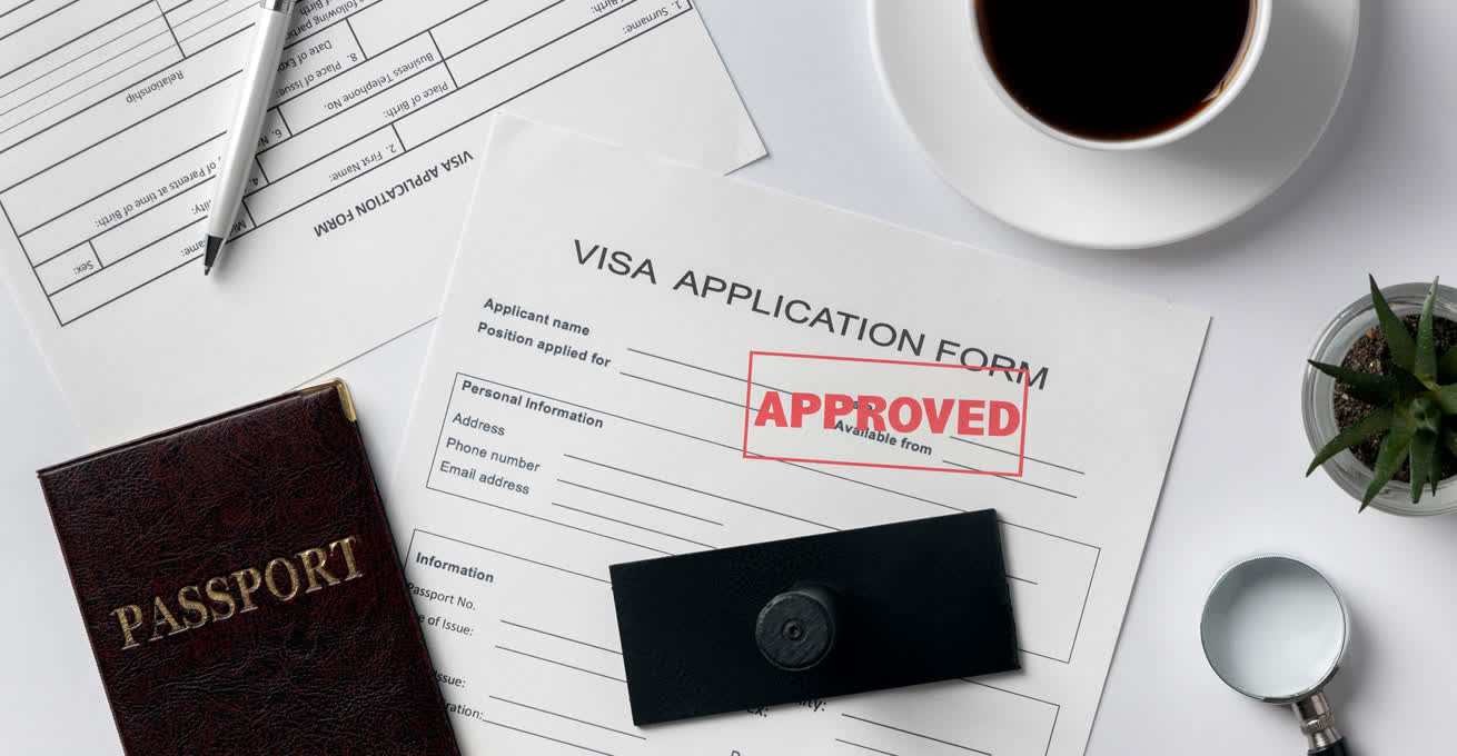 Approved sign on a visa application form