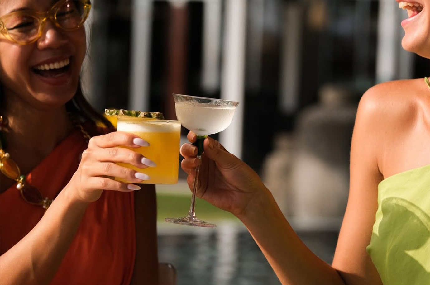 Guests with the cocktails in the Woobar Bali
