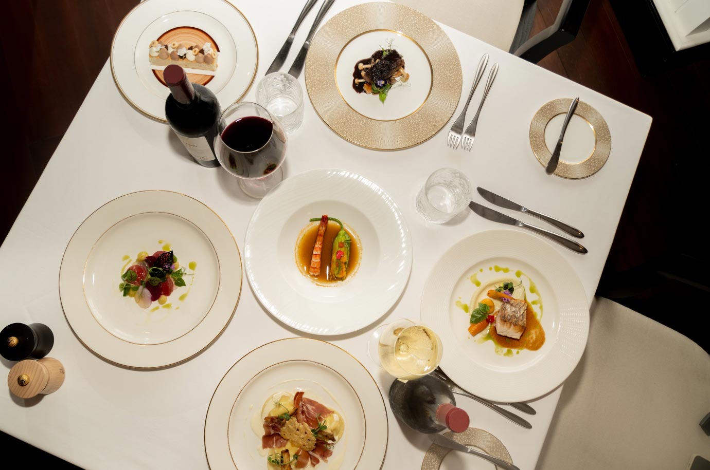 Dinner on the table of Bella Cucina restaurant