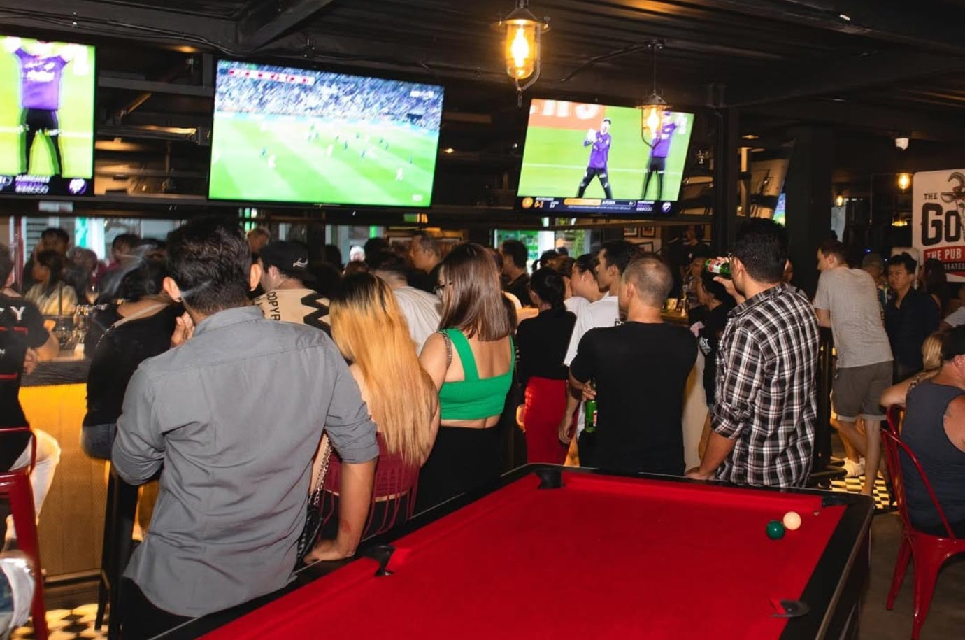 Watching the football in the The Goat Legian bar