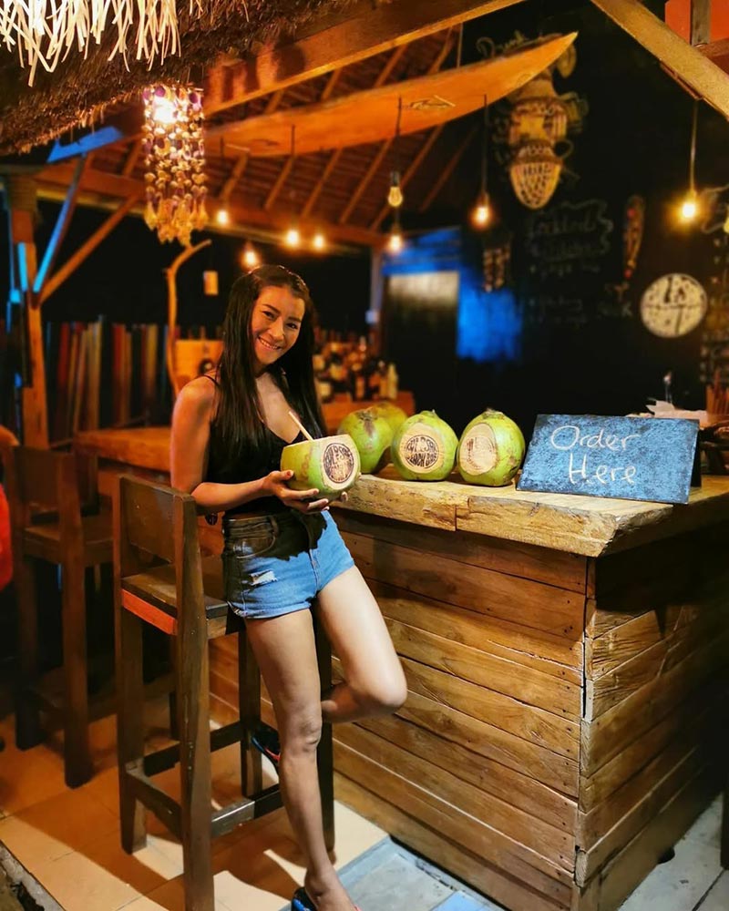 Coconut drinks at Kul de Sak Beach Bar