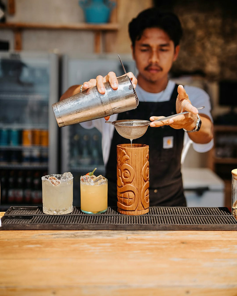 Making cocktails at The Chill Penida