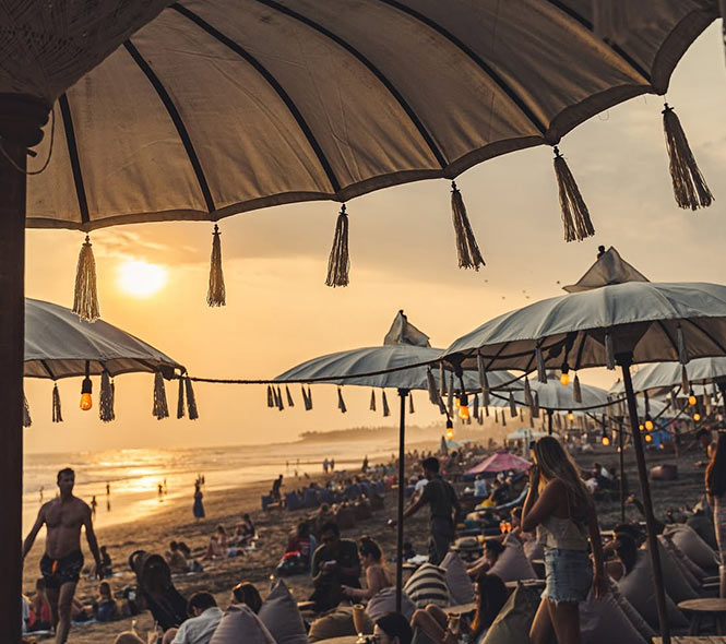One of the beachfront restaurant in Bali