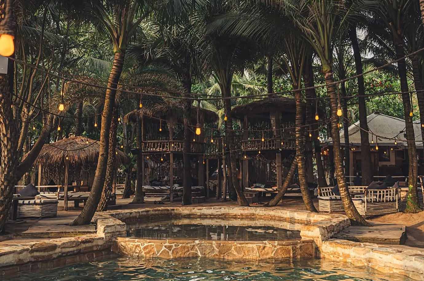 Exterior and wooden buidlings in La Brisa, Canggu