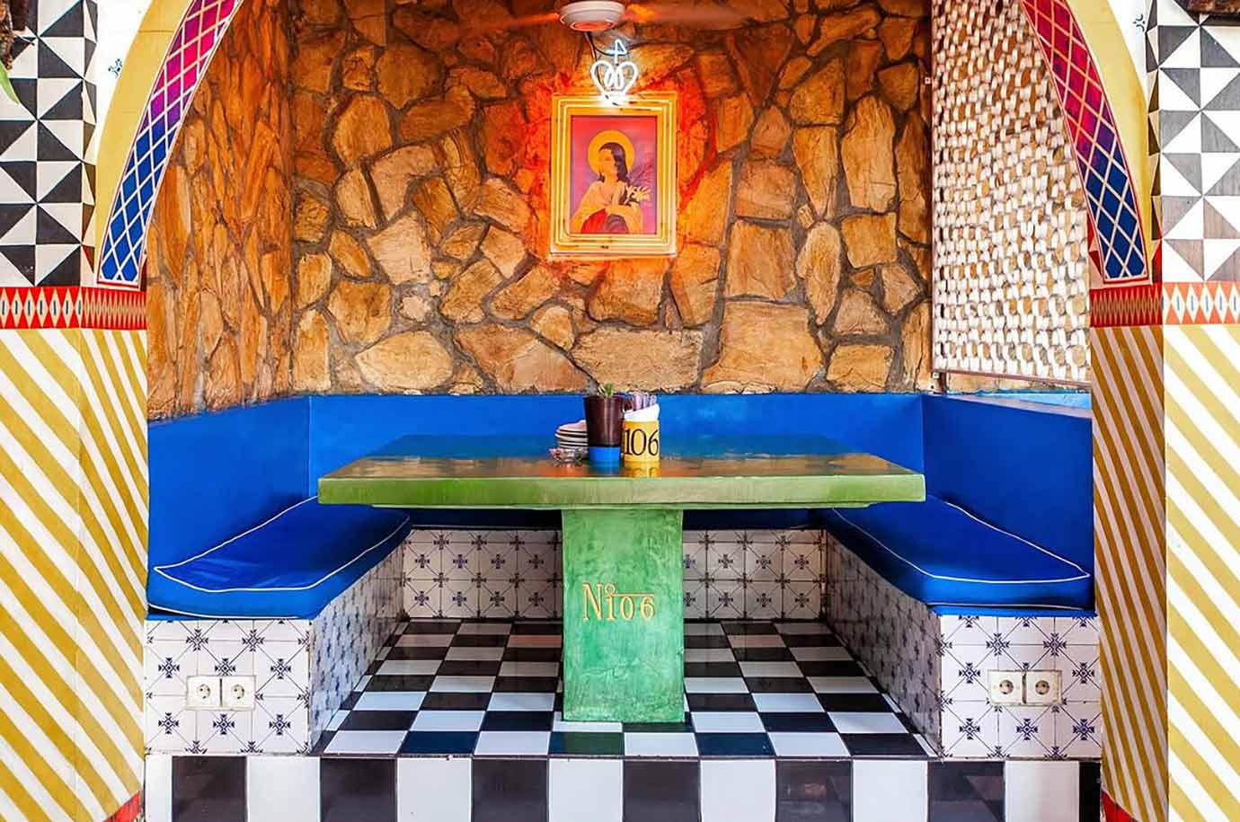 Colorful interior in Motel Mexicola